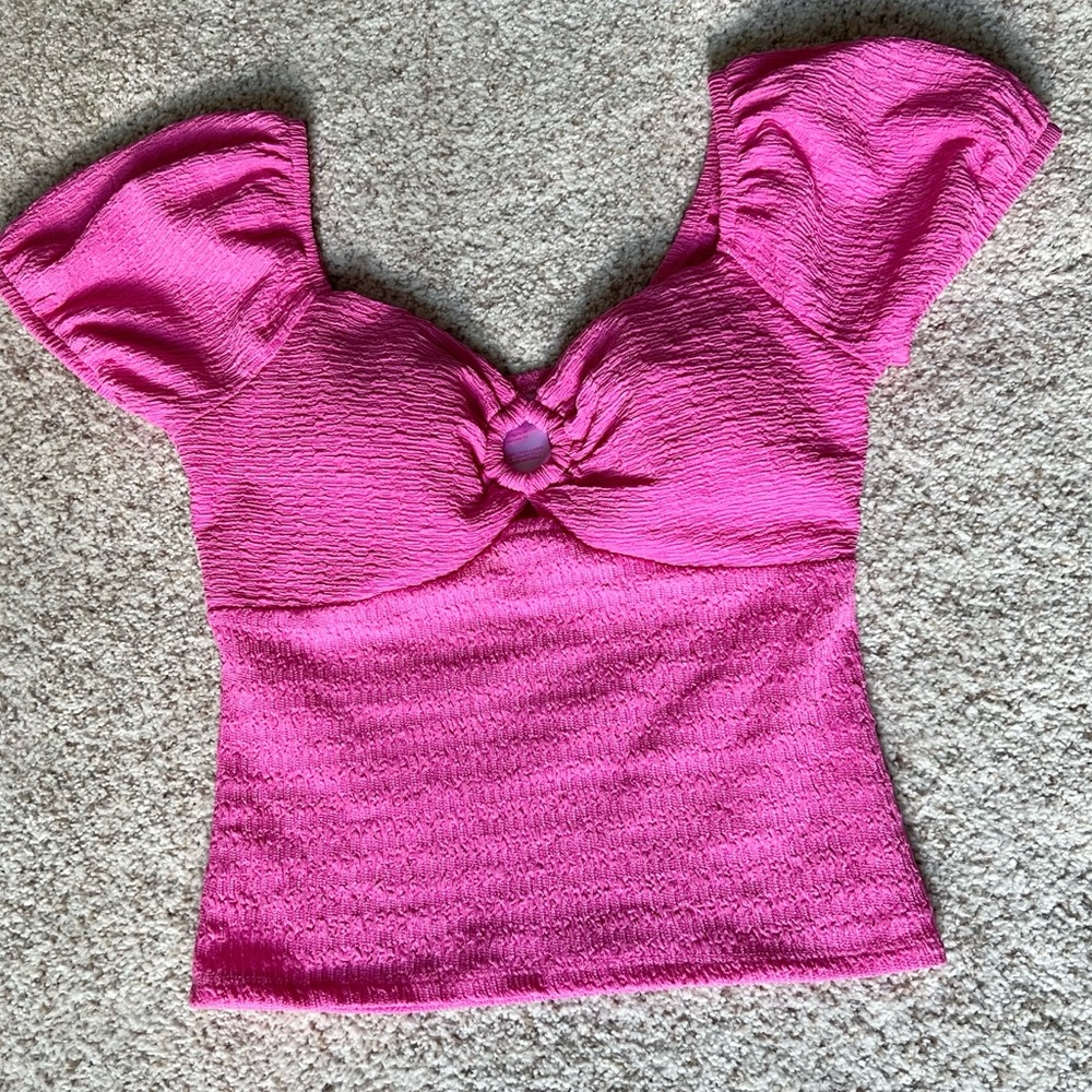 No Boundaries Fuchsia Puff Sleeve Blouse